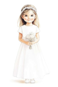 Zeichnung eines Mädchens im Kommunionkleid